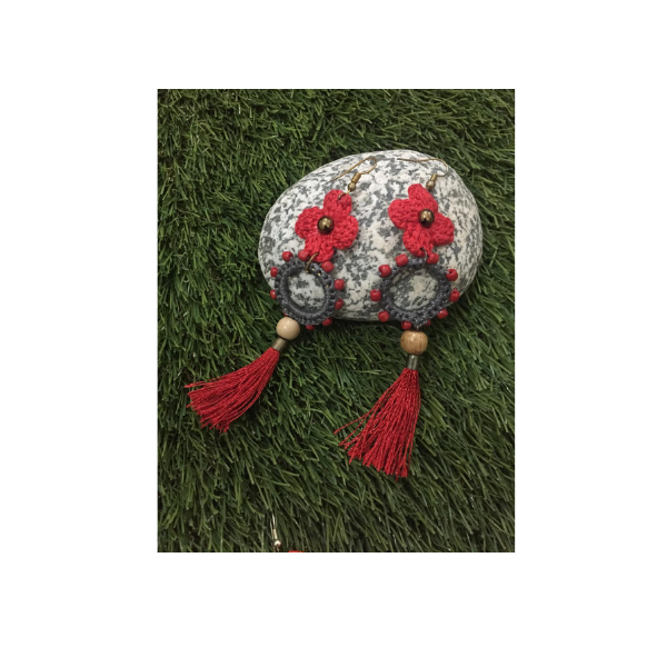 crochet thread and tassels earrings